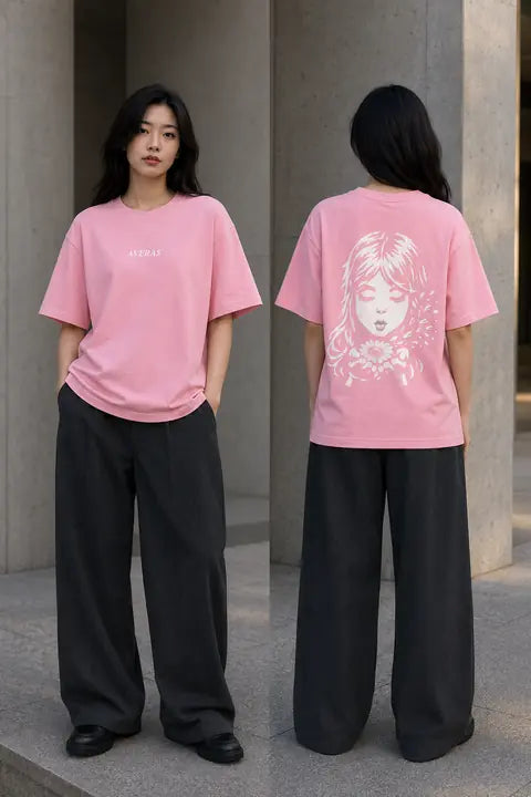 165cmのモデルがMuse Tee Mサイズを前後で着用